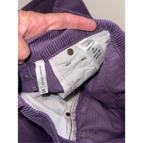 Purple Pacsun High Rise Straight Leg Raw Hem Corduroy‎ Size 23 Button Fly - Picture 6 of 8